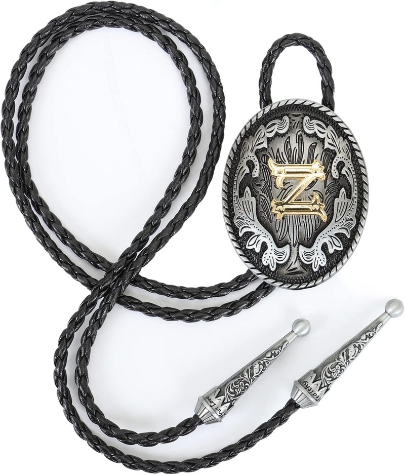 Wentur Bolo Tie for Men - Western Bolo Ties Alphabet Initial Letter ABCDJMR to Z - Western Cowboy Bolo Tie for Women Cowgirl - Image 1